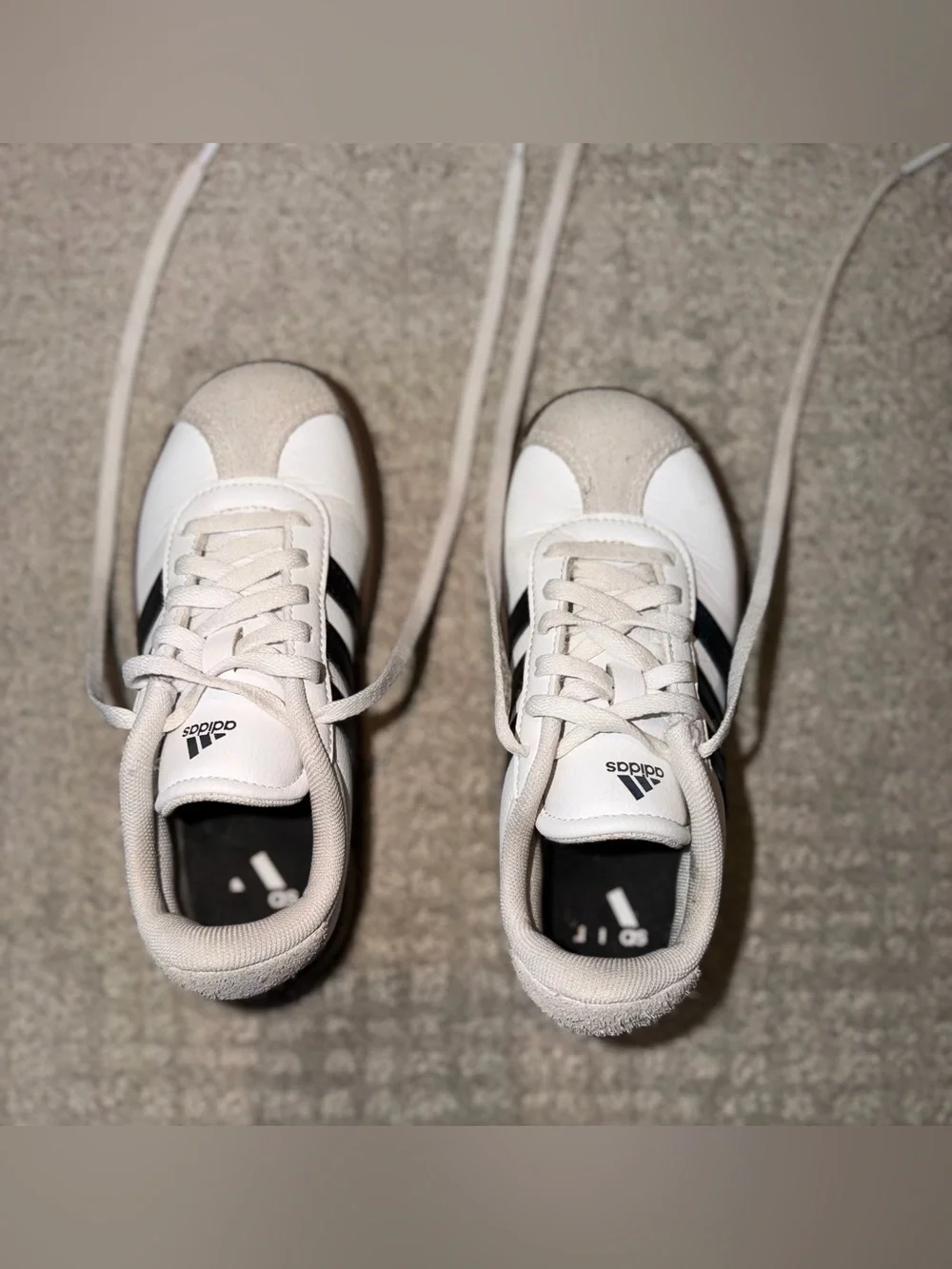 Adidas VL Court 3.0 Kids White Black Gum Sole Sneakers Size 13